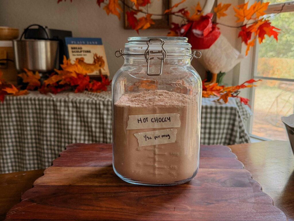 Dry hot cocoa mix made with cocoa
