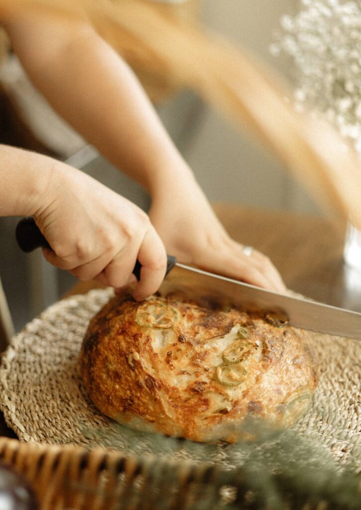 Rustic jalapeño cheese sourdough bread