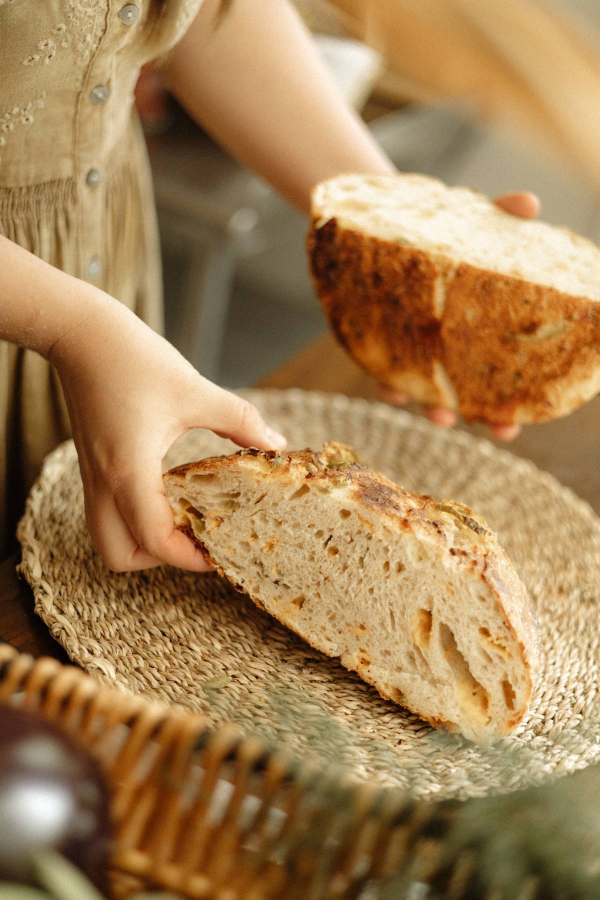 Rustic jalapeño cheese sourdough bread