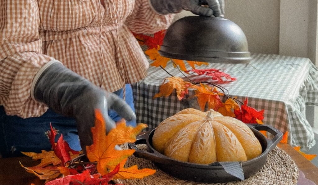 pumpkin shaped sourdough bread