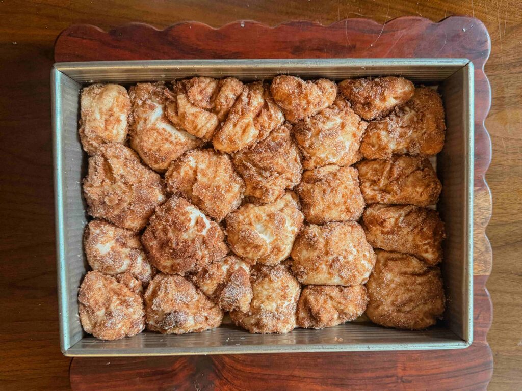Pull-apart cinnamon sugar sourdough focaccia